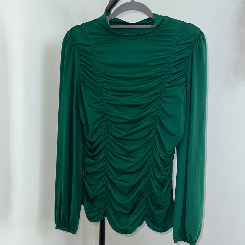 Source Unknown Emerald Ruched Blouse - image 1
